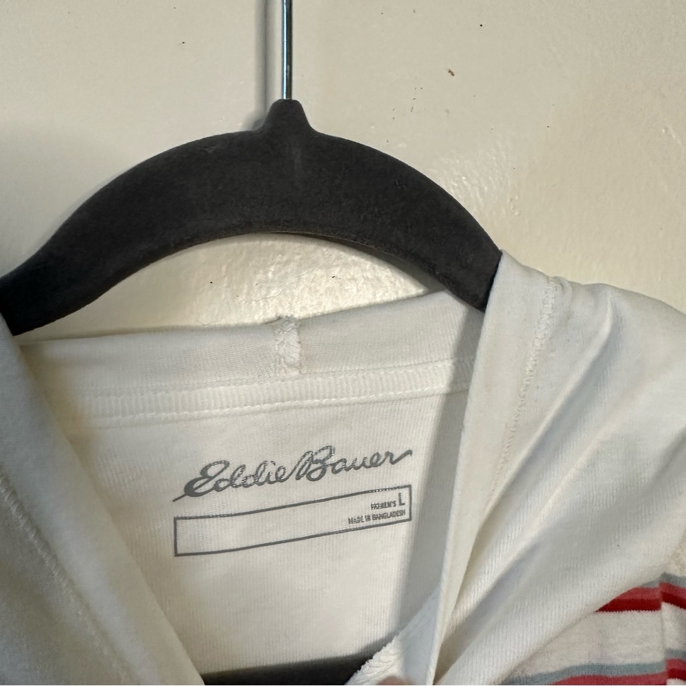 NWOT Eddie Bauer Striped Red and White Women's Top with hood - Picture 4 of 5